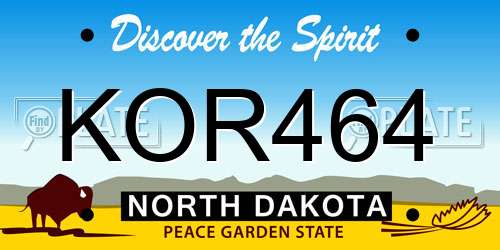 KOR464 North Dakota License Plate