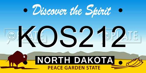 KOS212 North Dakota License Plate