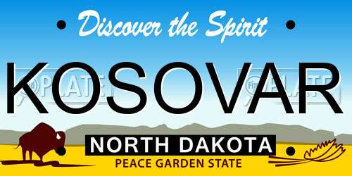 KOSOVAR North Dakota License Plate