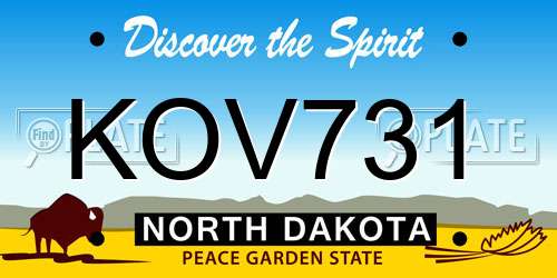 KOV731 North Dakota License Plate