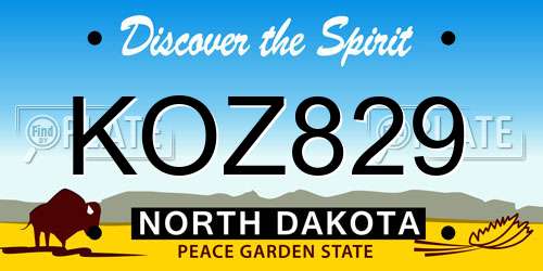 KOZ829 North Dakota License Plate