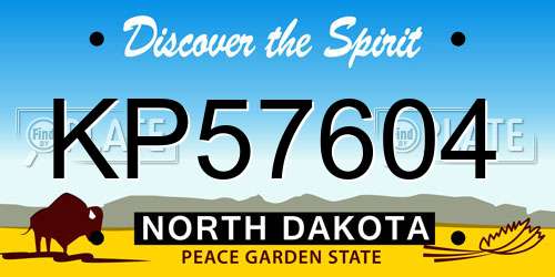 KP57604 North Dakota License Plate