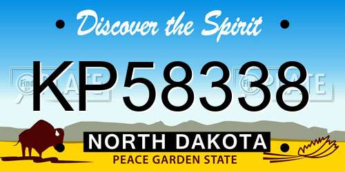 KP58338 North Dakota License Plate