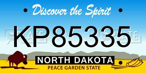 KP85335 North Dakota License Plate
