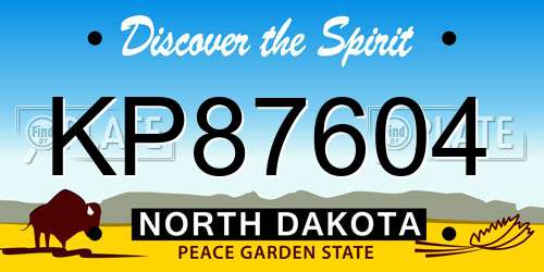 KP87604 North Dakota License Plate