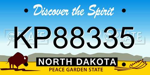 KP88335 North Dakota License Plate