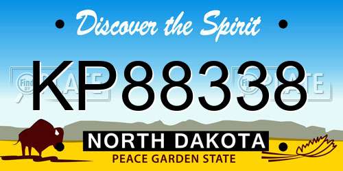 KP88338 North Dakota License Plate