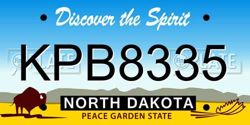 KPB8335 North Dakota License Plate
