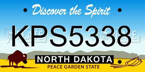 KPS5338 North Dakota License Plate