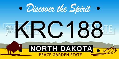 KRC188 North Dakota License Plate