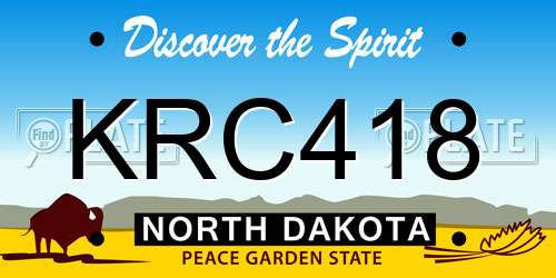 KRC418 North Dakota License Plate