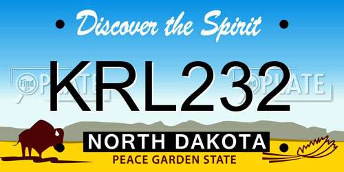 KRL232 North Dakota License Plate