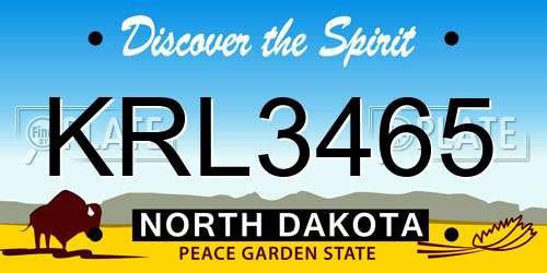 KRL3465 North Dakota License Plate