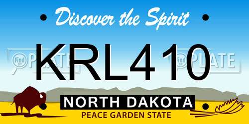KRL410 North Dakota License Plate