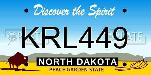 KRL449 North Dakota License Plate