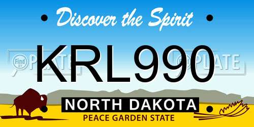 KRL990 North Dakota License Plate