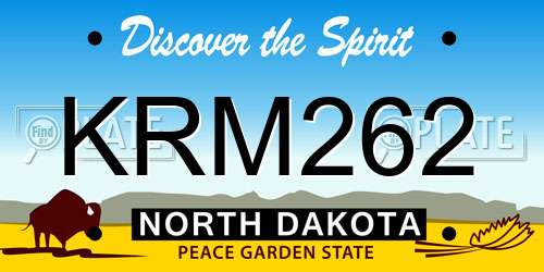 KRM262 North Dakota License Plate