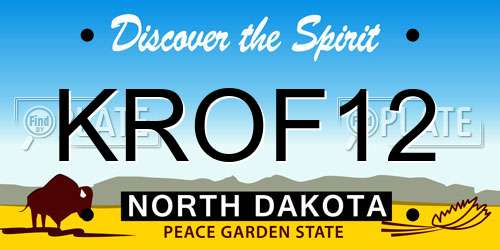 KROF12 North Dakota License Plate