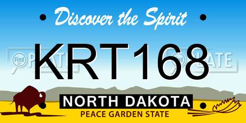 KRT168 North Dakota License Plate