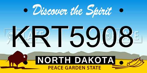 KRT5908 North Dakota License Plate