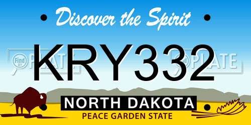 KRY332 North Dakota License Plate