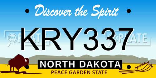 KRY337 North Dakota License Plate