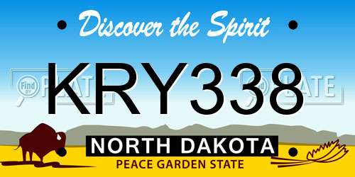 KRY338 North Dakota License Plate