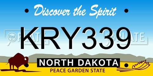 KRY339 North Dakota License Plate