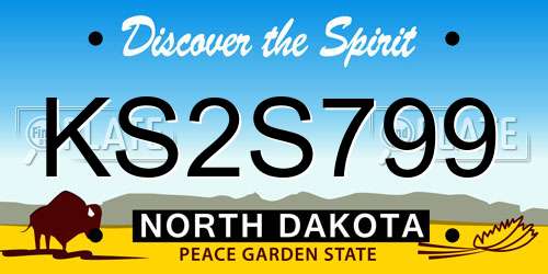 KS2S799 North Dakota License Plate