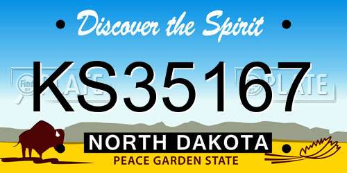 KS35167 North Dakota License Plate