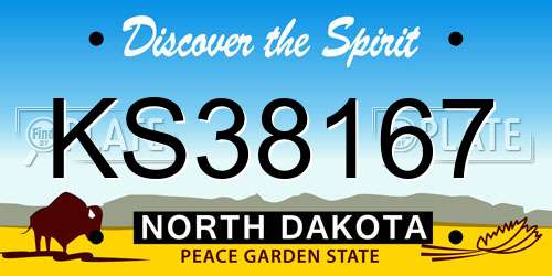 KS38167 North Dakota License Plate