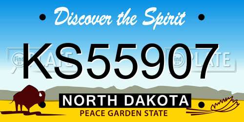 KS55907 North Dakota License Plate