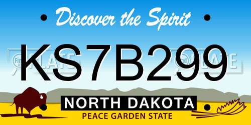 KS7B299 North Dakota License Plate