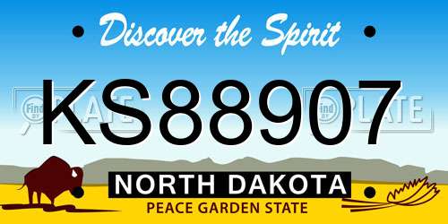 KS88907 North Dakota License Plate
