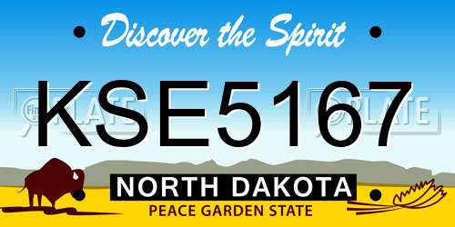 KSE5167 North Dakota License Plate