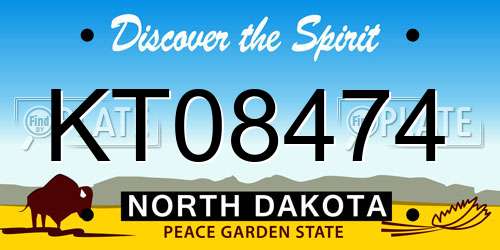 KT08474 North Dakota License Plate