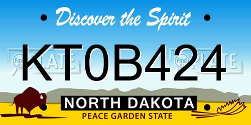 KT0B424 North Dakota License Plate