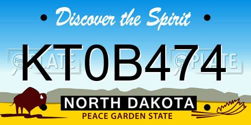KT0B474 North Dakota License Plate