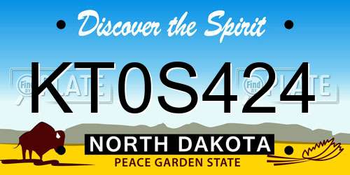 KT0S424 North Dakota License Plate