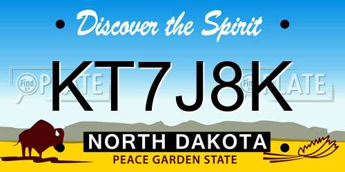 KT7J8K North Dakota License Plate