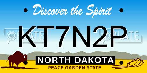 KT7N2P North Dakota License Plate