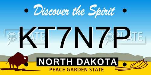 KT7N7P North Dakota License Plate