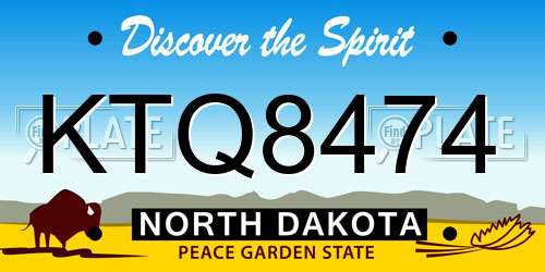 KTQ8474 North Dakota License Plate