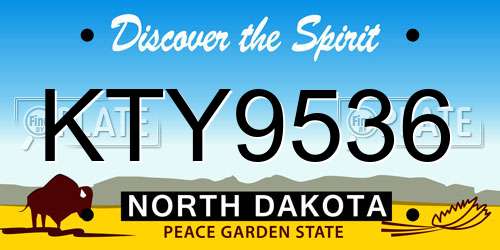 KTY9536 North Dakota License Plate
