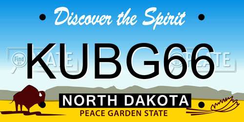 KUBG66 North Dakota License Plate