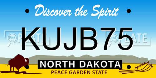 KUJB75 North Dakota License Plate