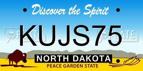 KUJS75 North Dakota License Plate