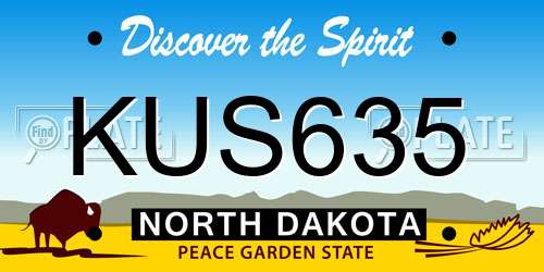 KUS635 North Dakota License Plate