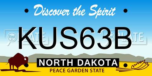 KUS63B North Dakota License Plate