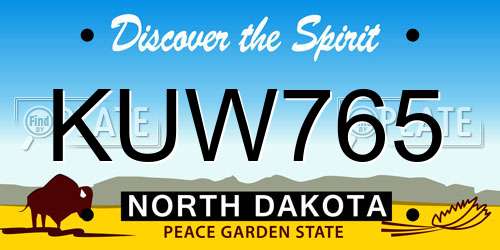 KUW765 North Dakota License Plate
